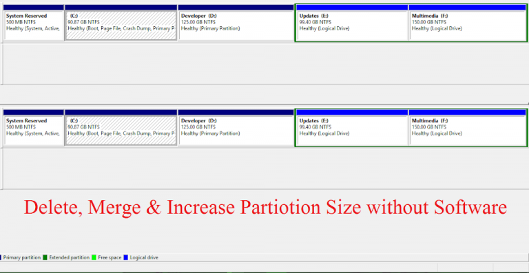 Merge Two Partition of Hard Drive without Software